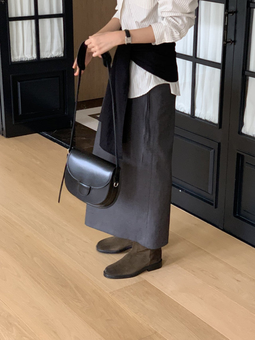 Rouen wool strap h-line skirt-3col