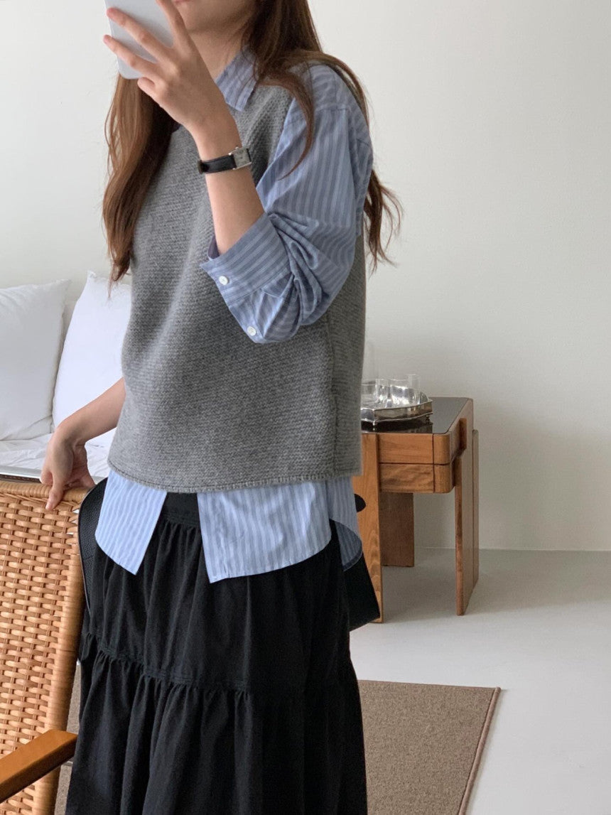 Corben wool knit vest-3col