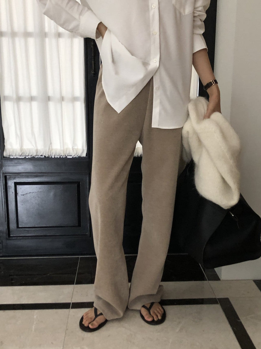 Belua corduroy banding waist pants-3col