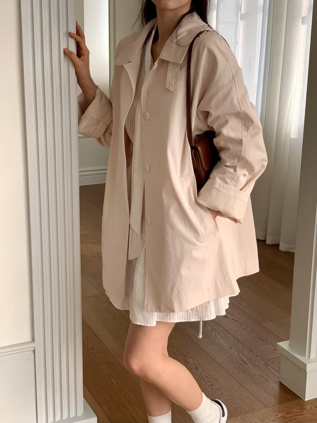 Sndy high neck half trench-2col