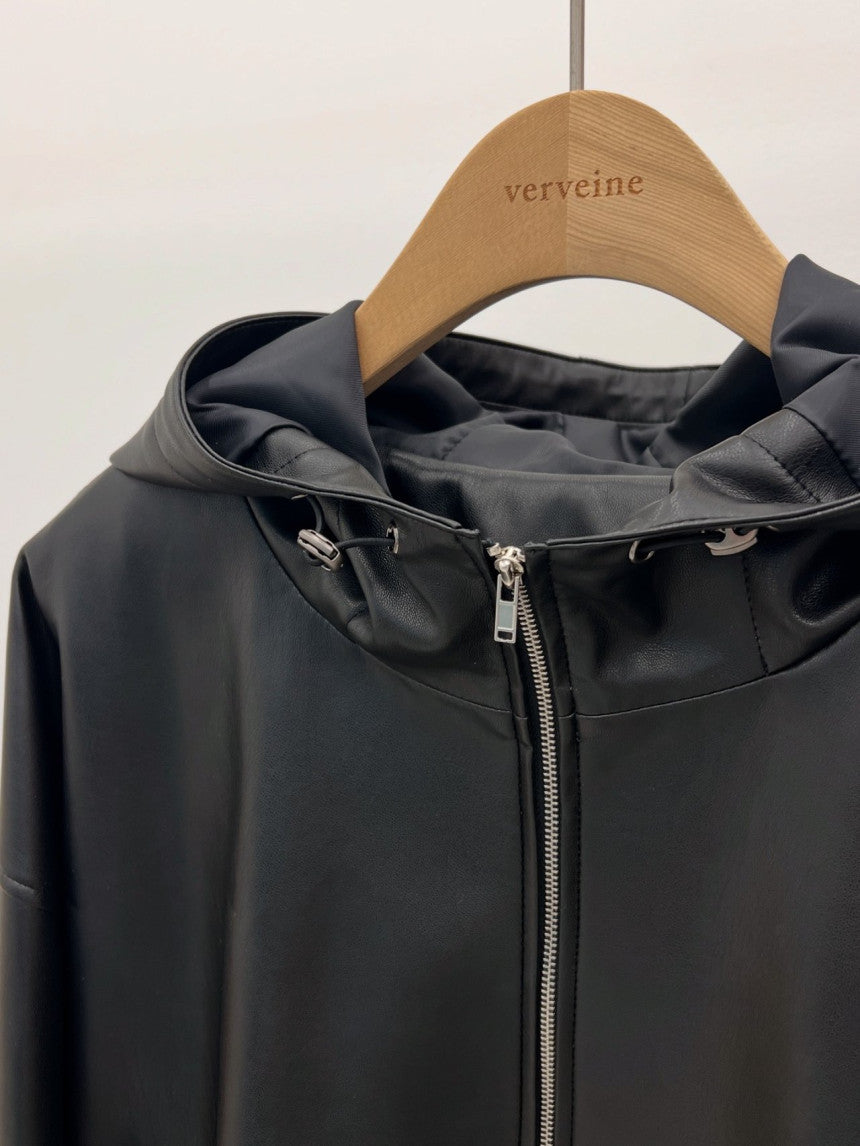 Hyde vegan leather hood blouson