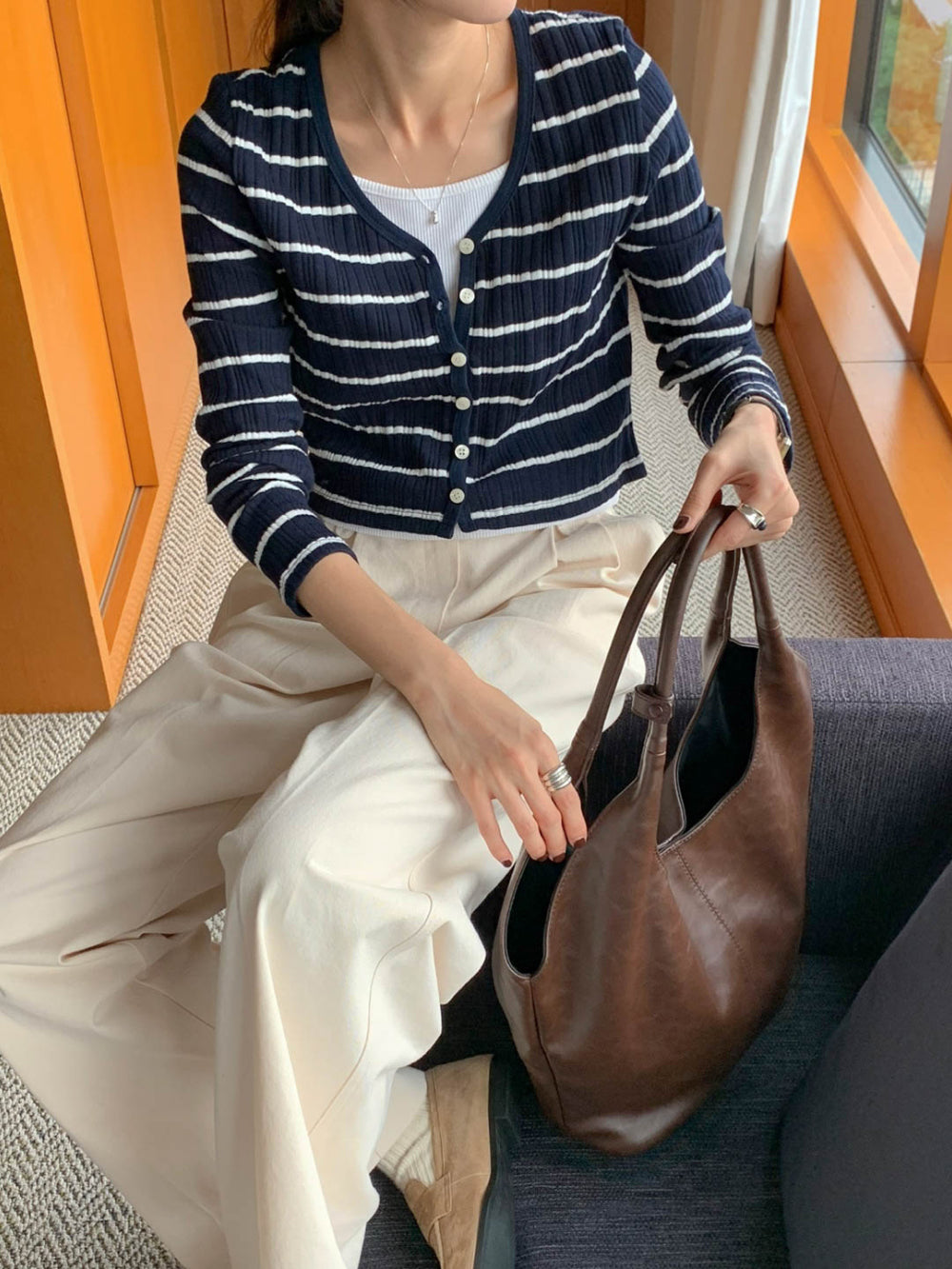 Sale navy即納 mimosa cardigan