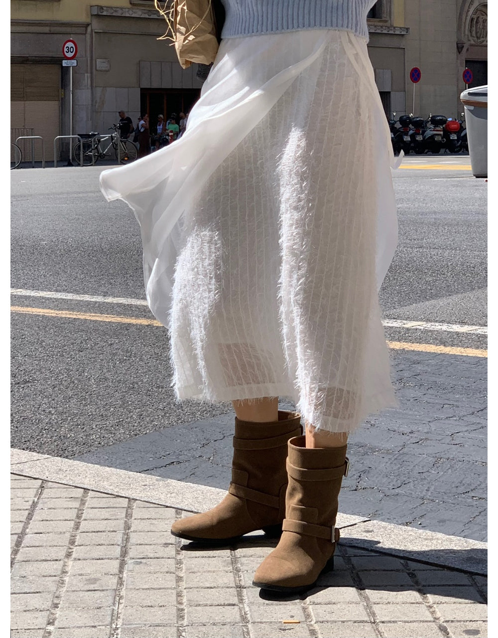 ivory-s即納 Breed layered skirt-2col