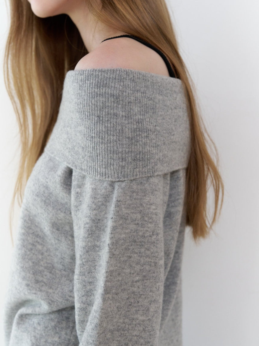 Rumi cashmere off shoulder knit-3col