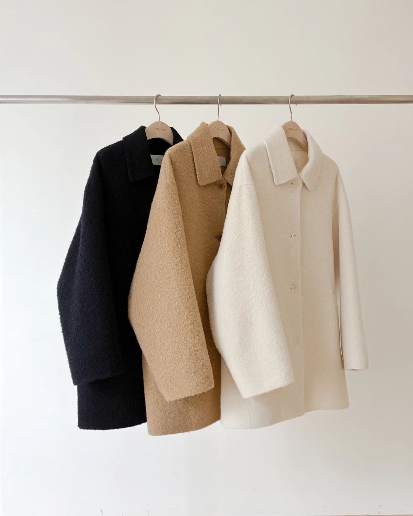 Ounce baby alpaca half handmade coat-3col