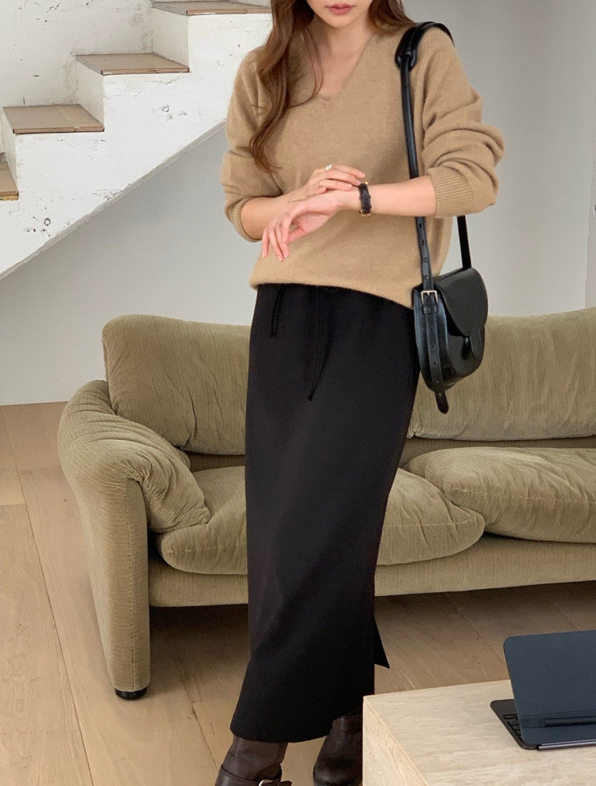 Ove string long skirt-2col