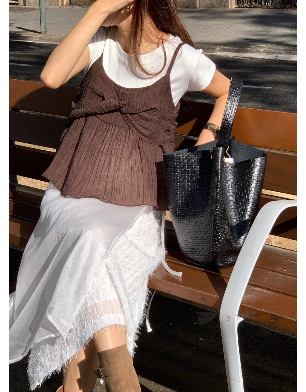 ivory-s即納 Breed layered skirt-2col
