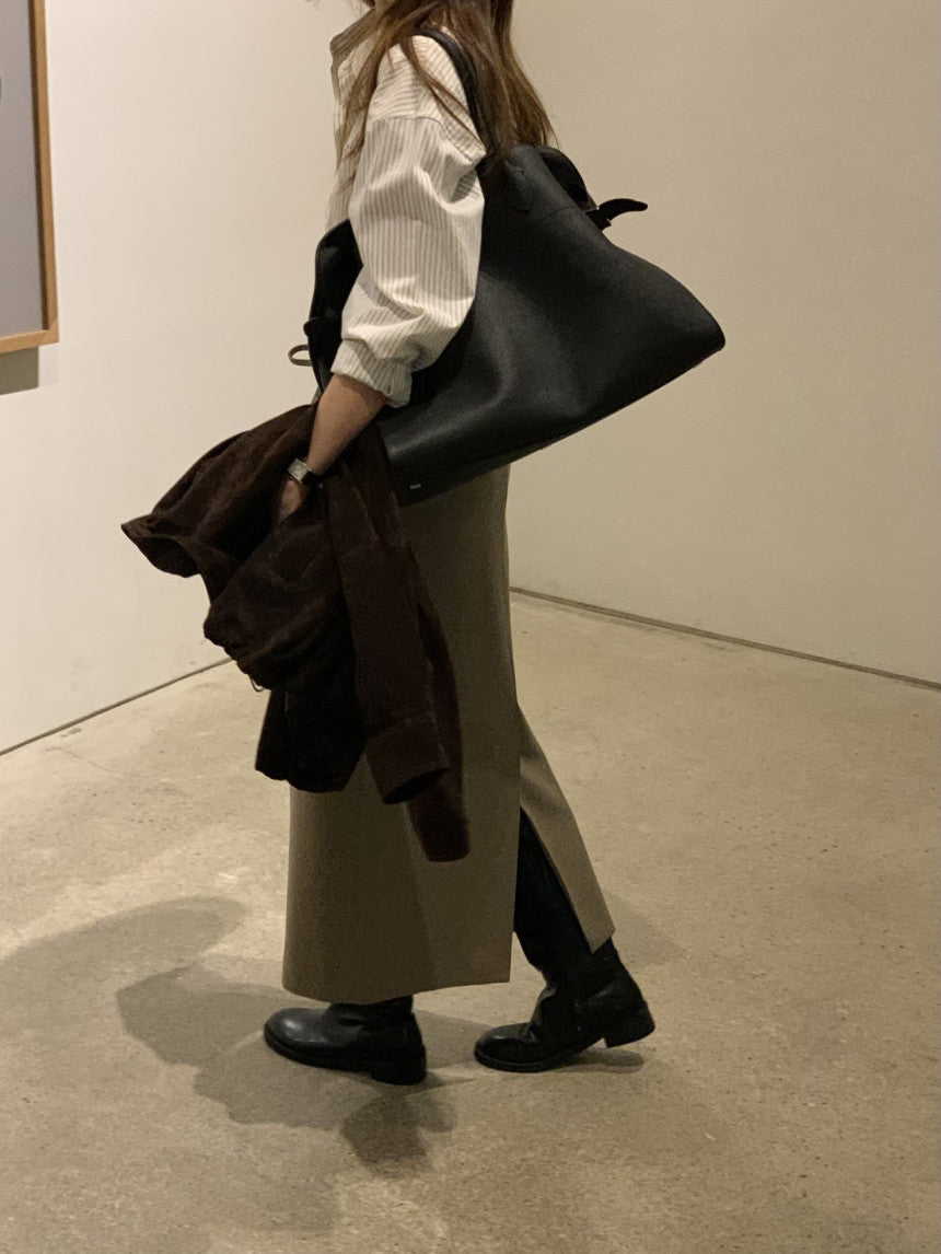 Rouen wool strap h-line skirt-3col