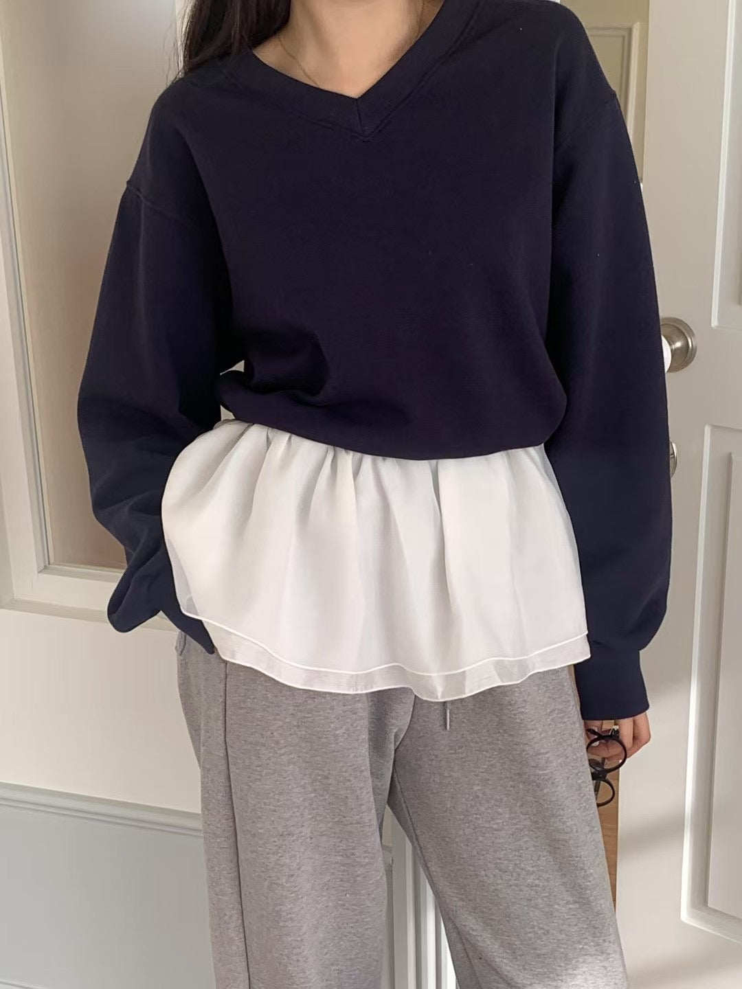 Fever v neck layered MTM-3col