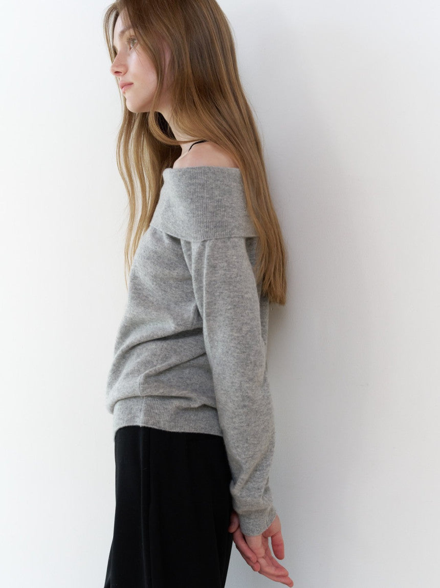 Rumi cashmere off shoulder knit-3col