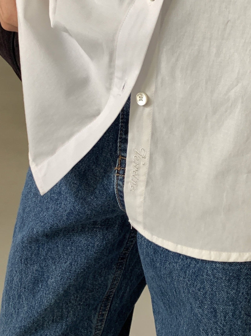 Shure logo silky tencel shirt-2col
