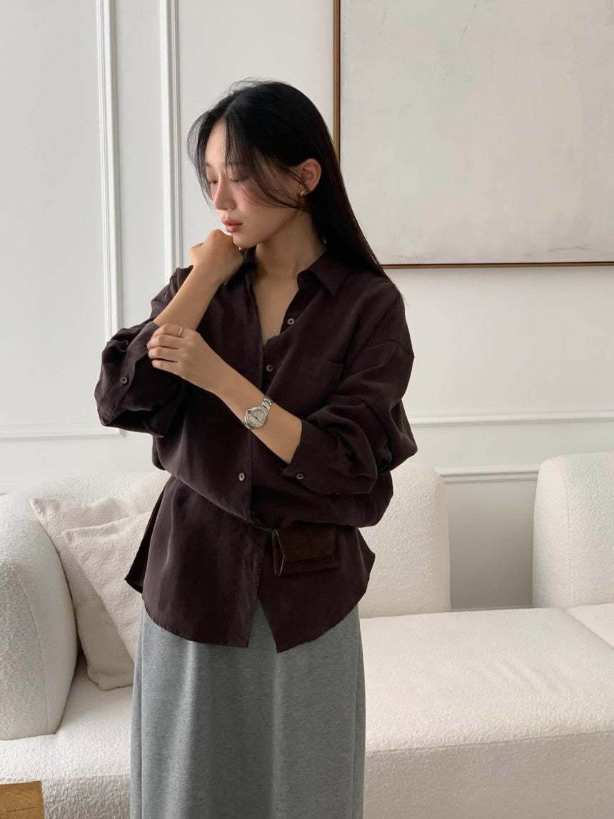 Shine silky blouse-4col
