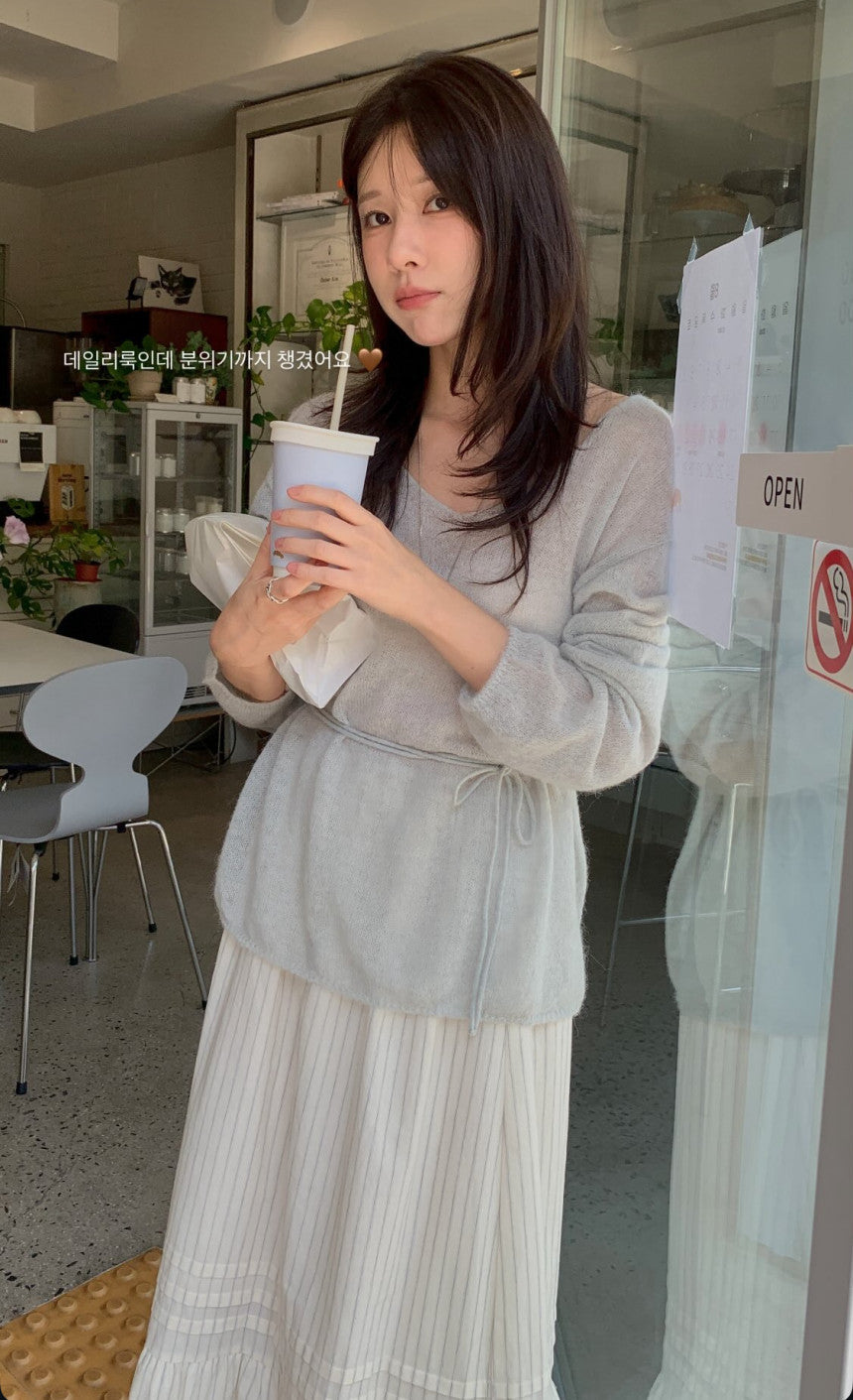 Keep alpaca string knit-4col