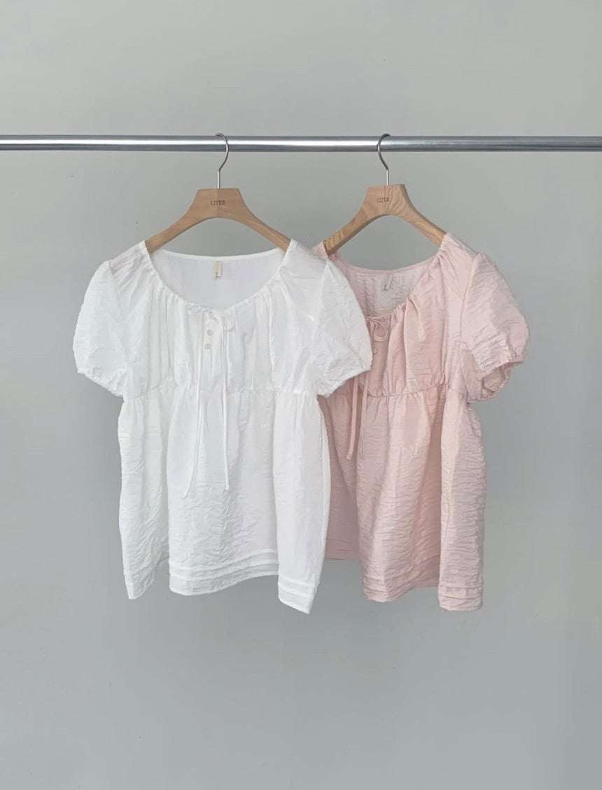 liter violet shrring blouse-2col