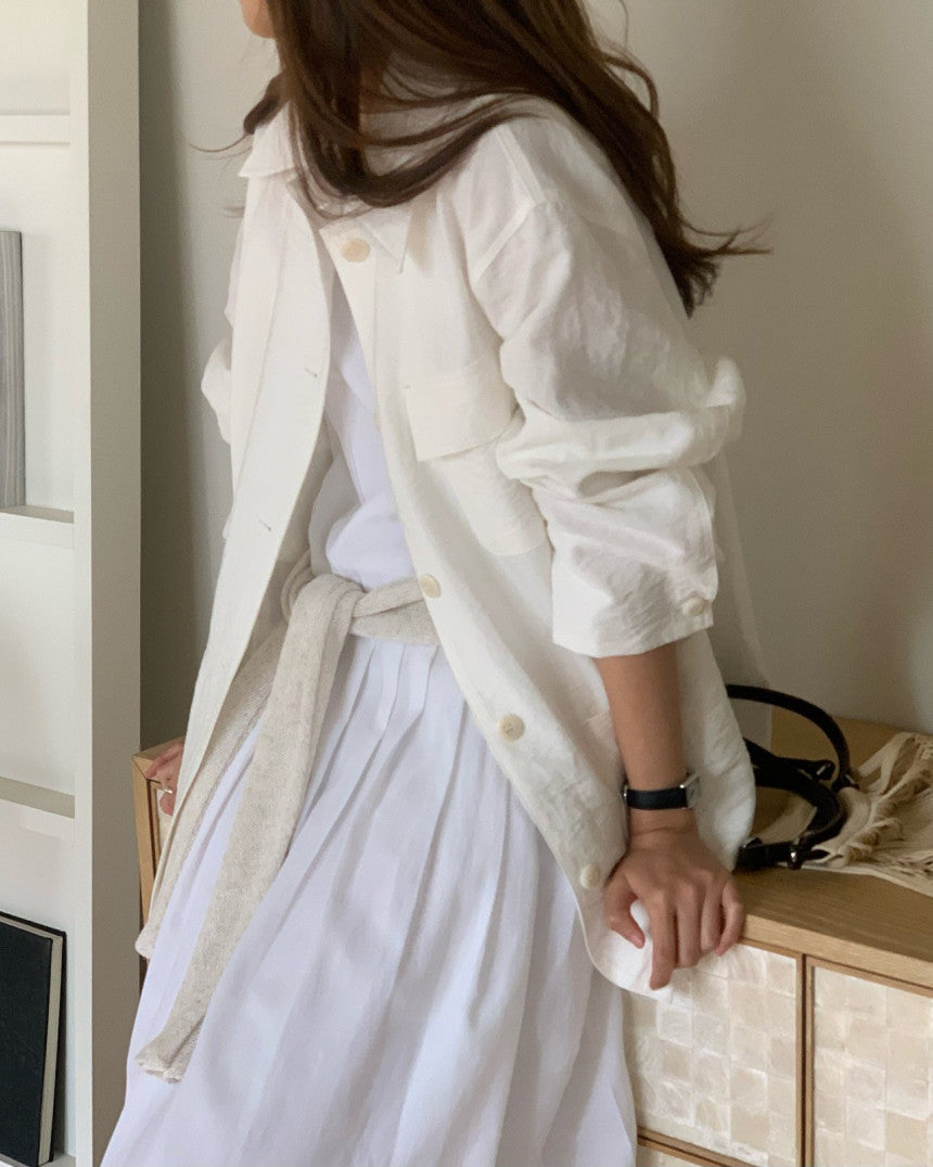 Chole linen single half jacket-2col
