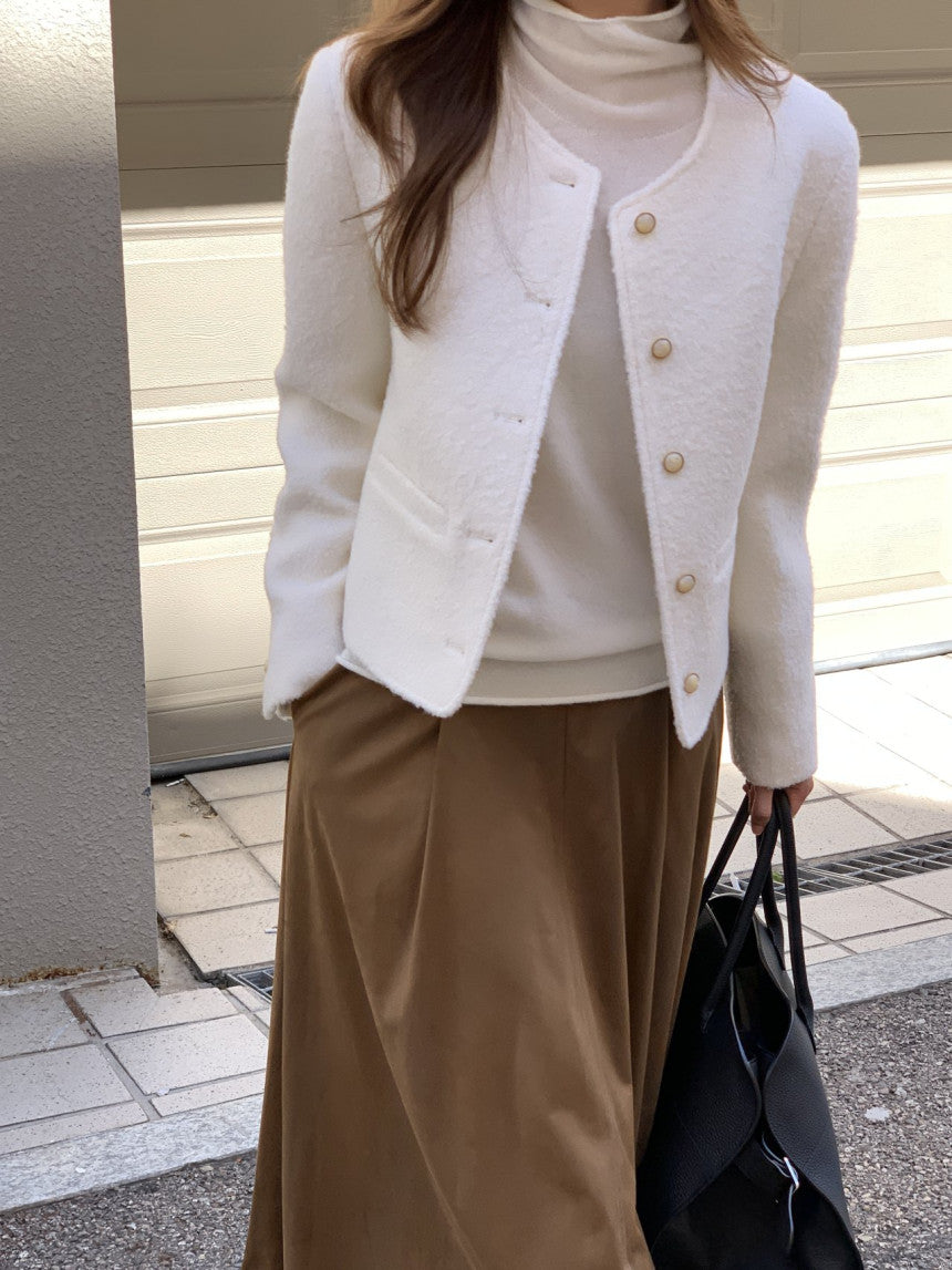 Blanc wool boucle tweed jacket-2col