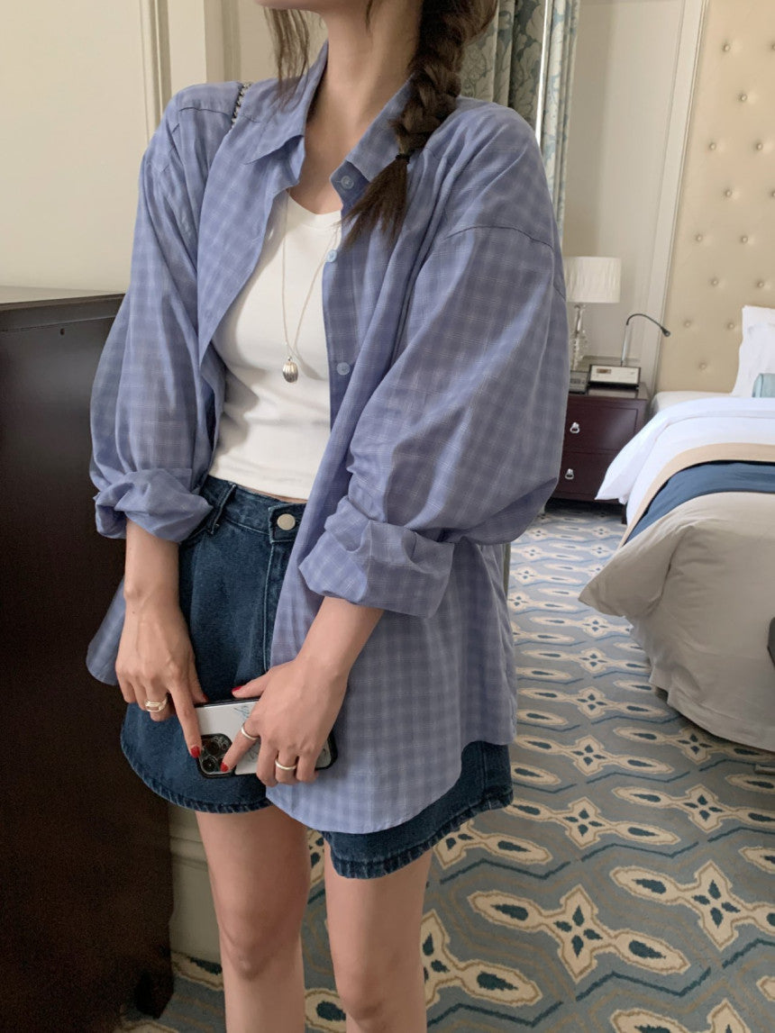 charcoal即納 Foby check shirt-3col