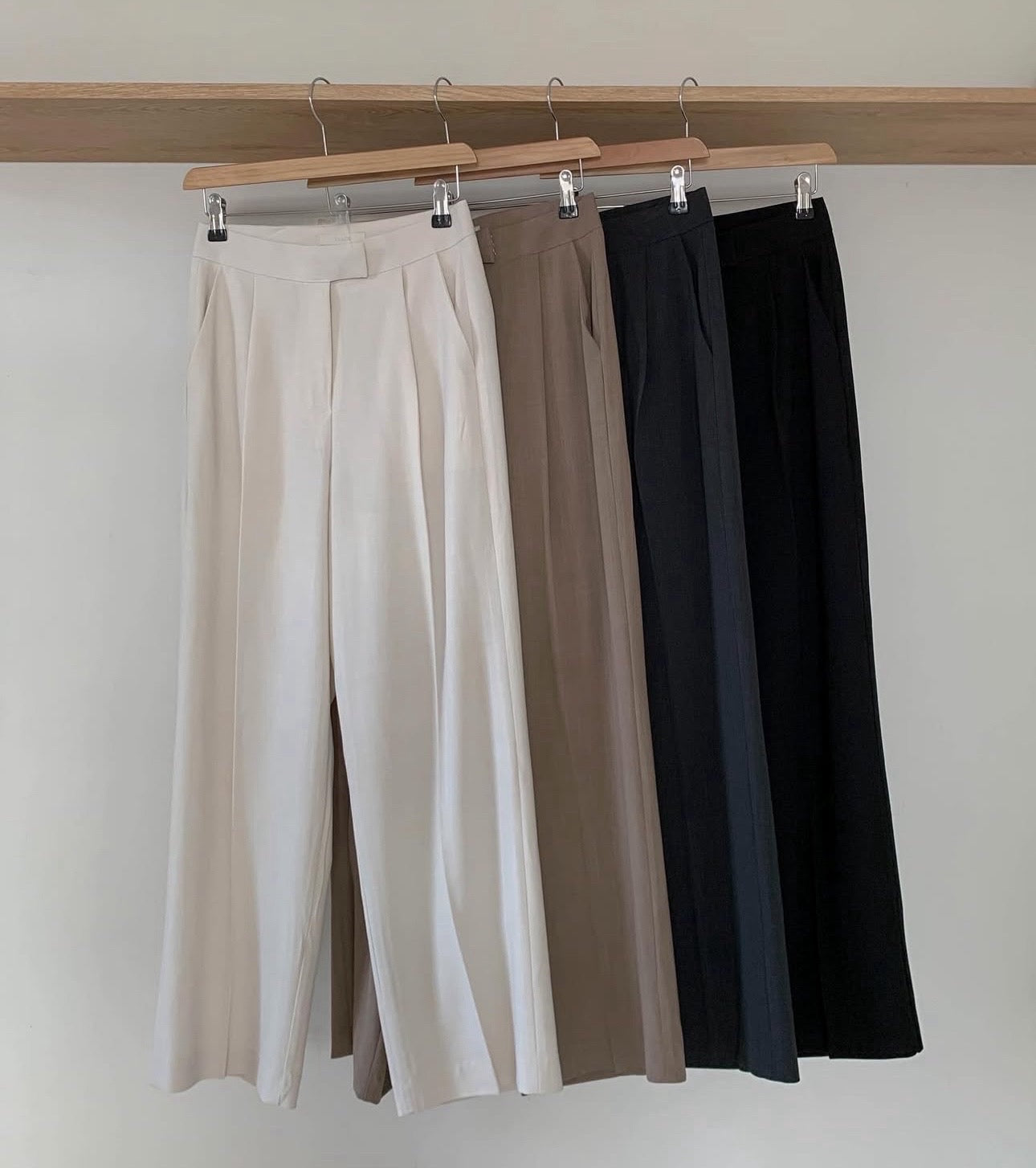 Summer linen semi-wide slacks-4col/ショート丈あり