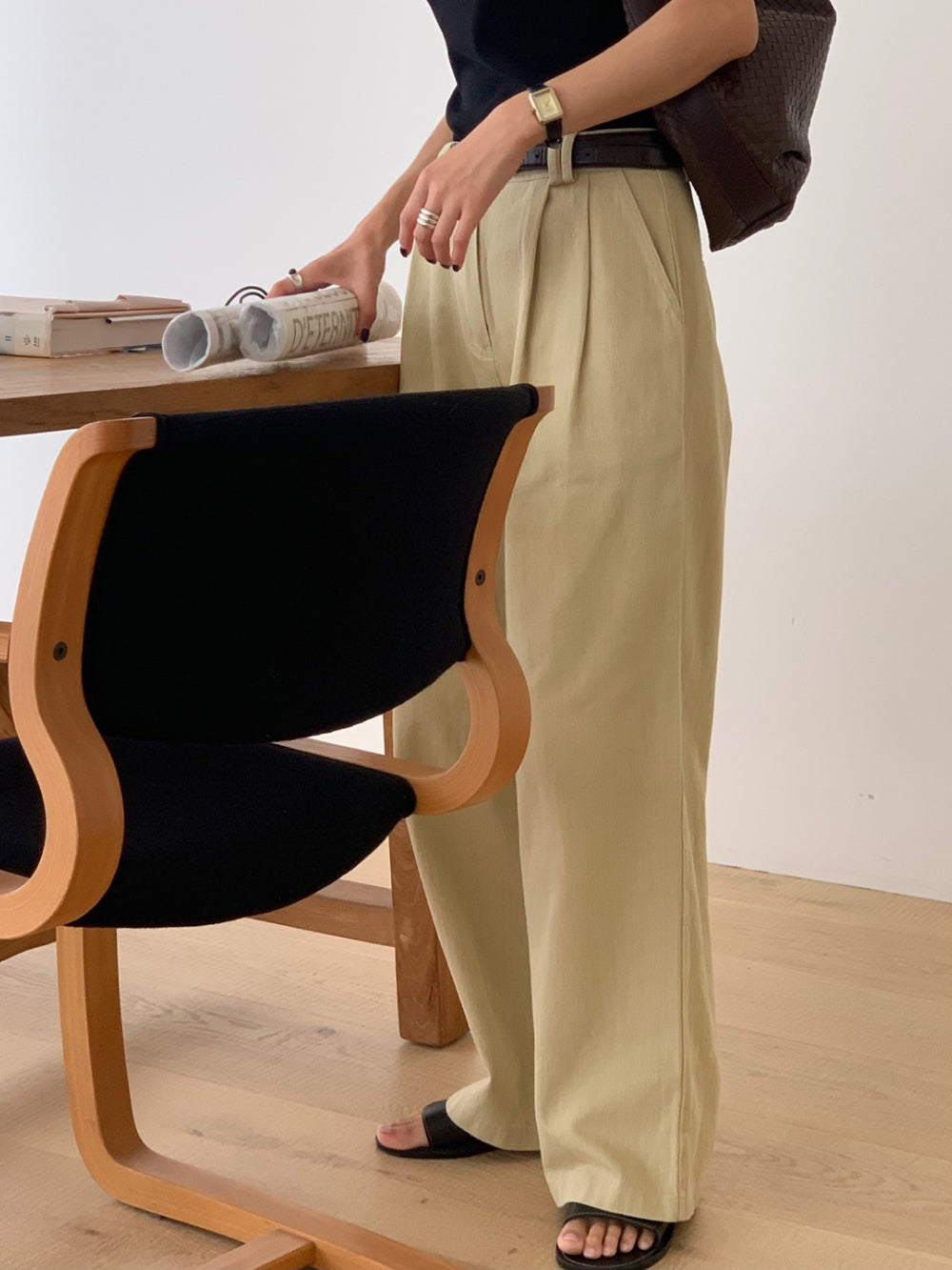 Point cotton pants-2col