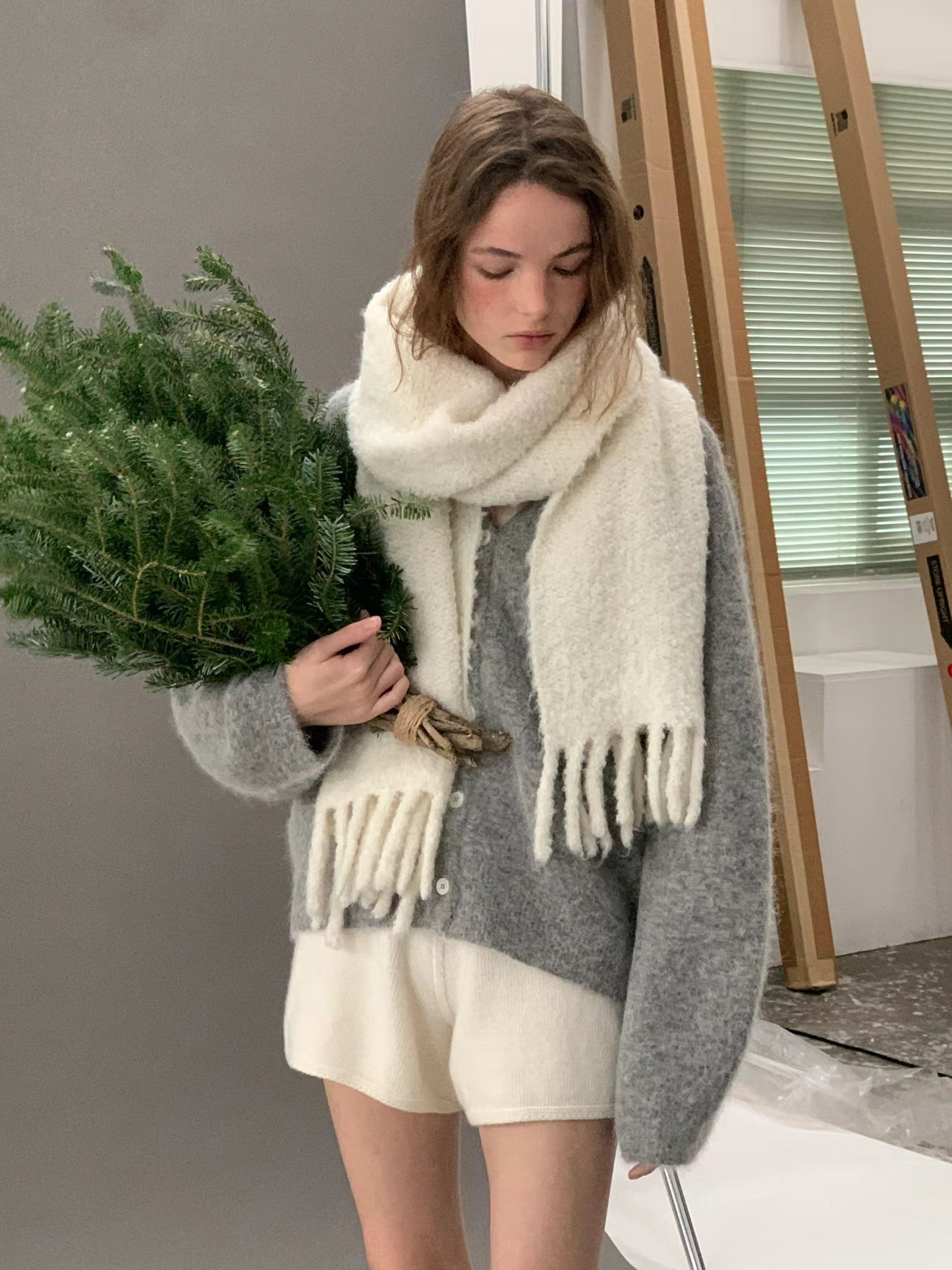 Ounce alpaca volume wholega cardigan-2col