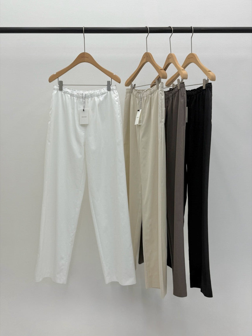 Essential semi wide banding pants-4col