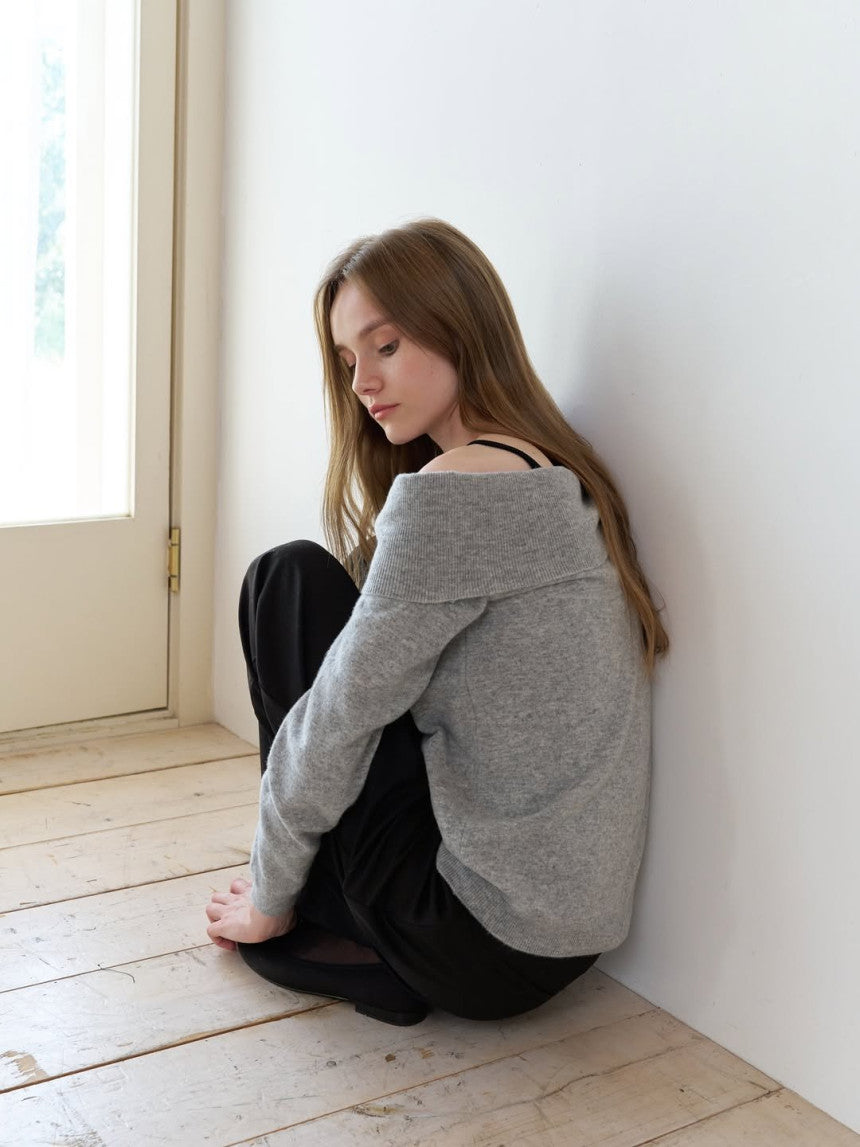 Rumi cashmere off shoulder knit-3col