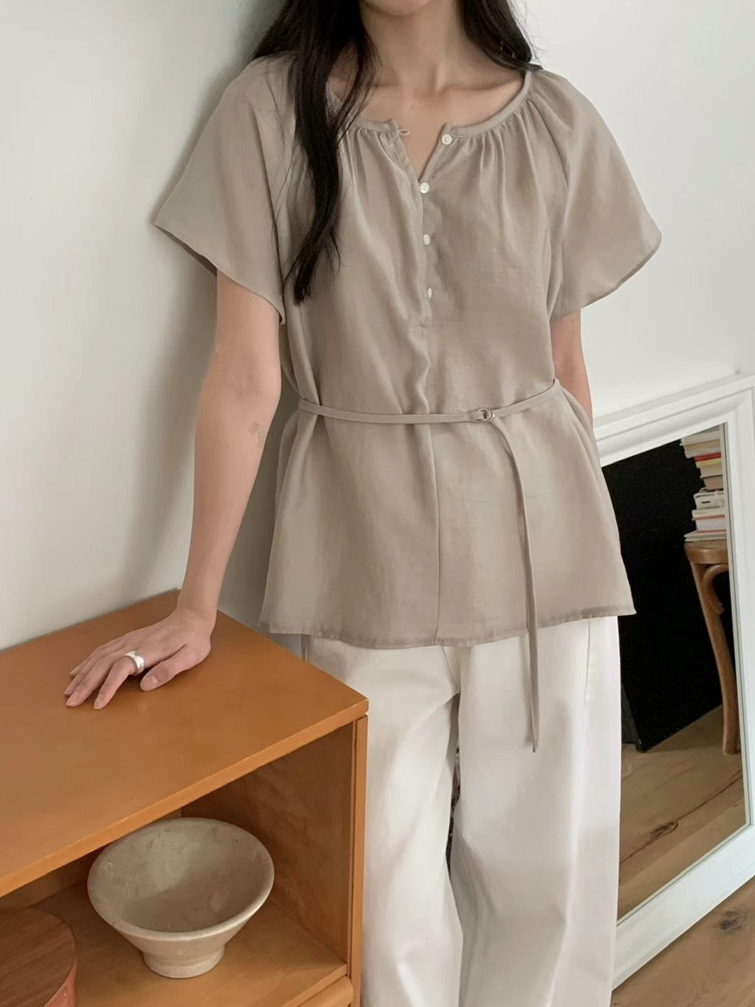 Moore belt blouse-3col