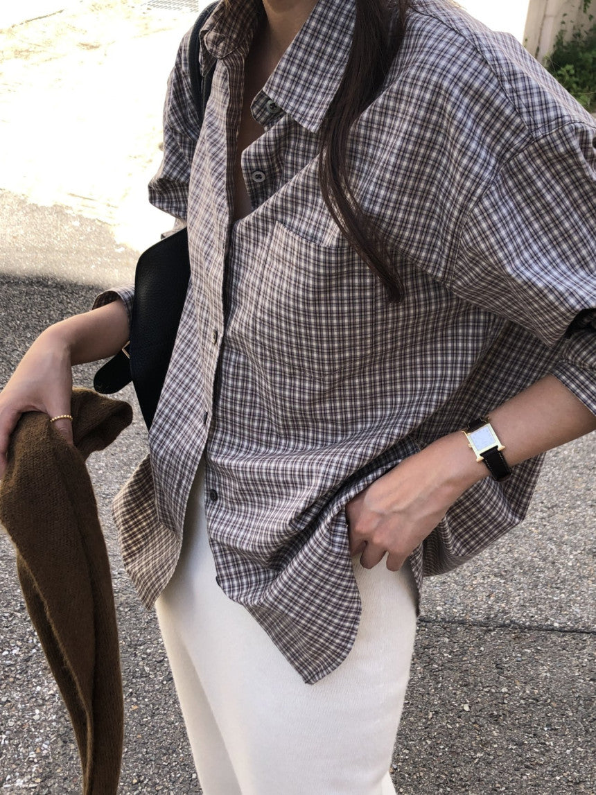 Velour pitch check shirt-2col