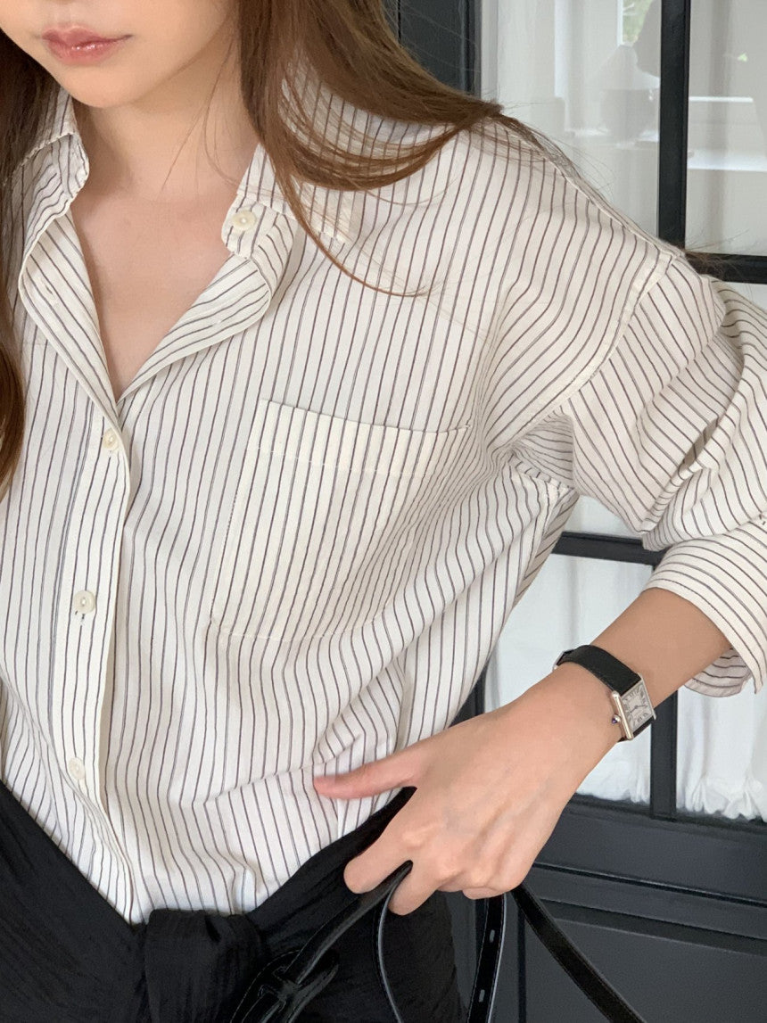 Ore pin stripe shirt-2col