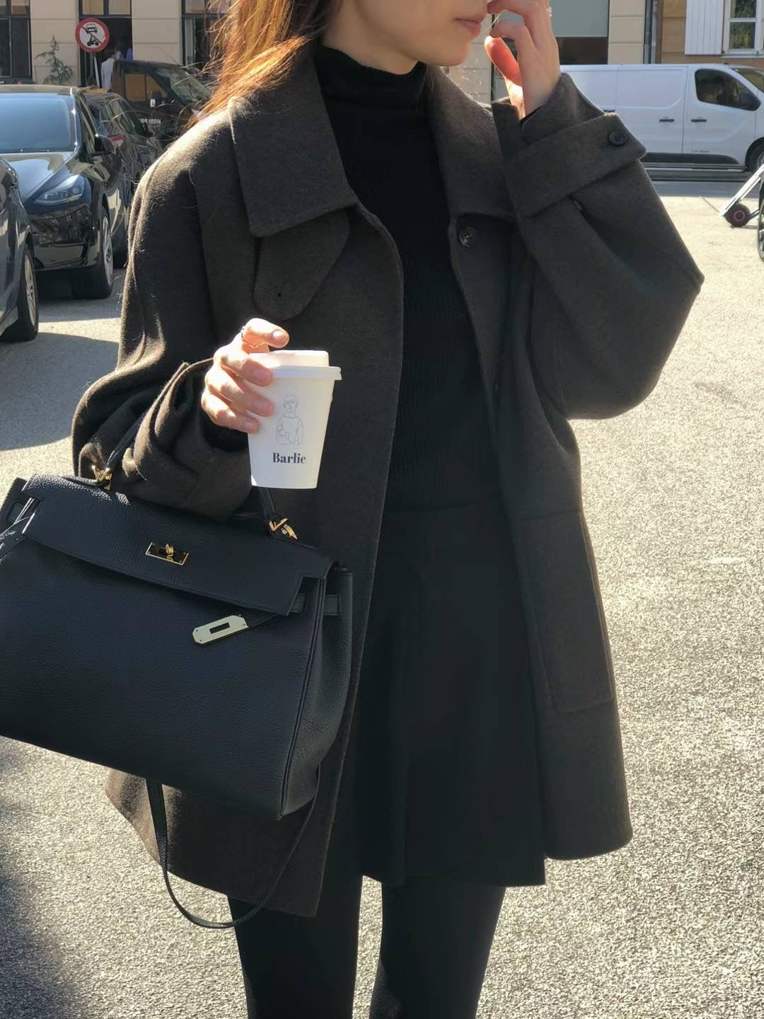 Ounce cashmere half handmade coat-2col