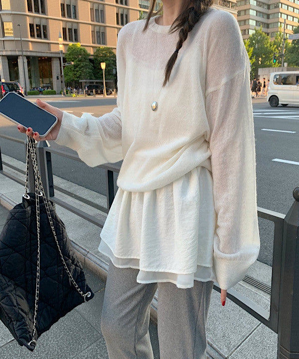 Slow loose alpaca knit-4col