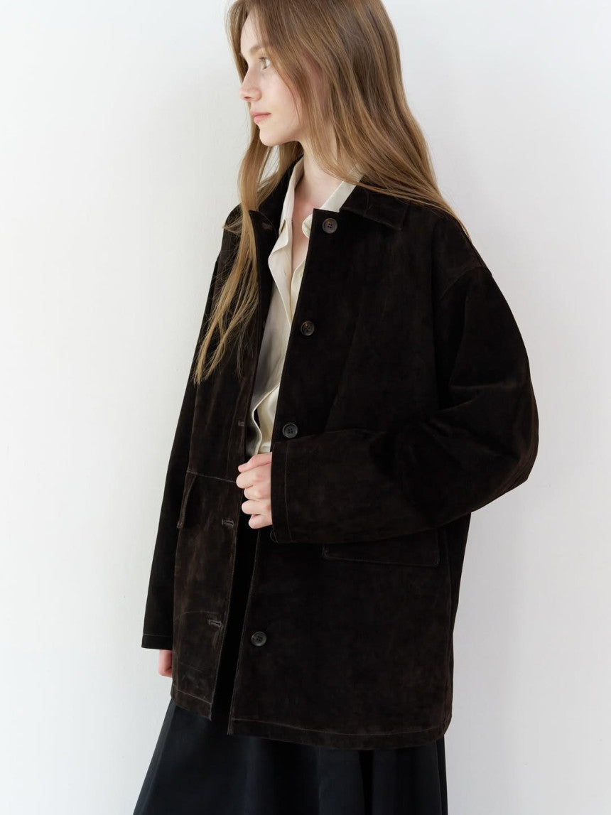 Louise pig leather suede half jacket-2col