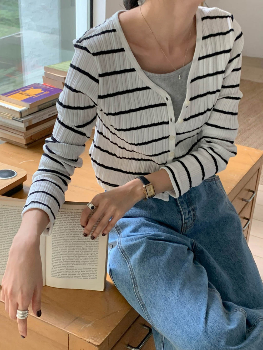 Sale navy即納 mimosa cardigan