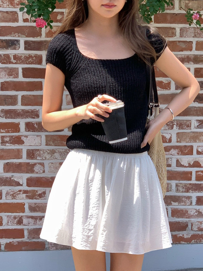Loe square neck drop shoulder knit-2col
