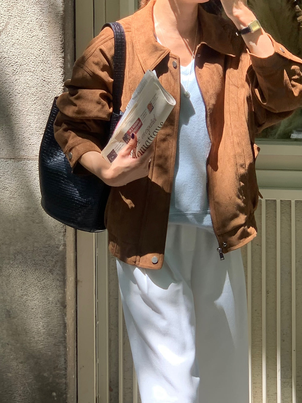 Alpha leather&suede jacket-2type