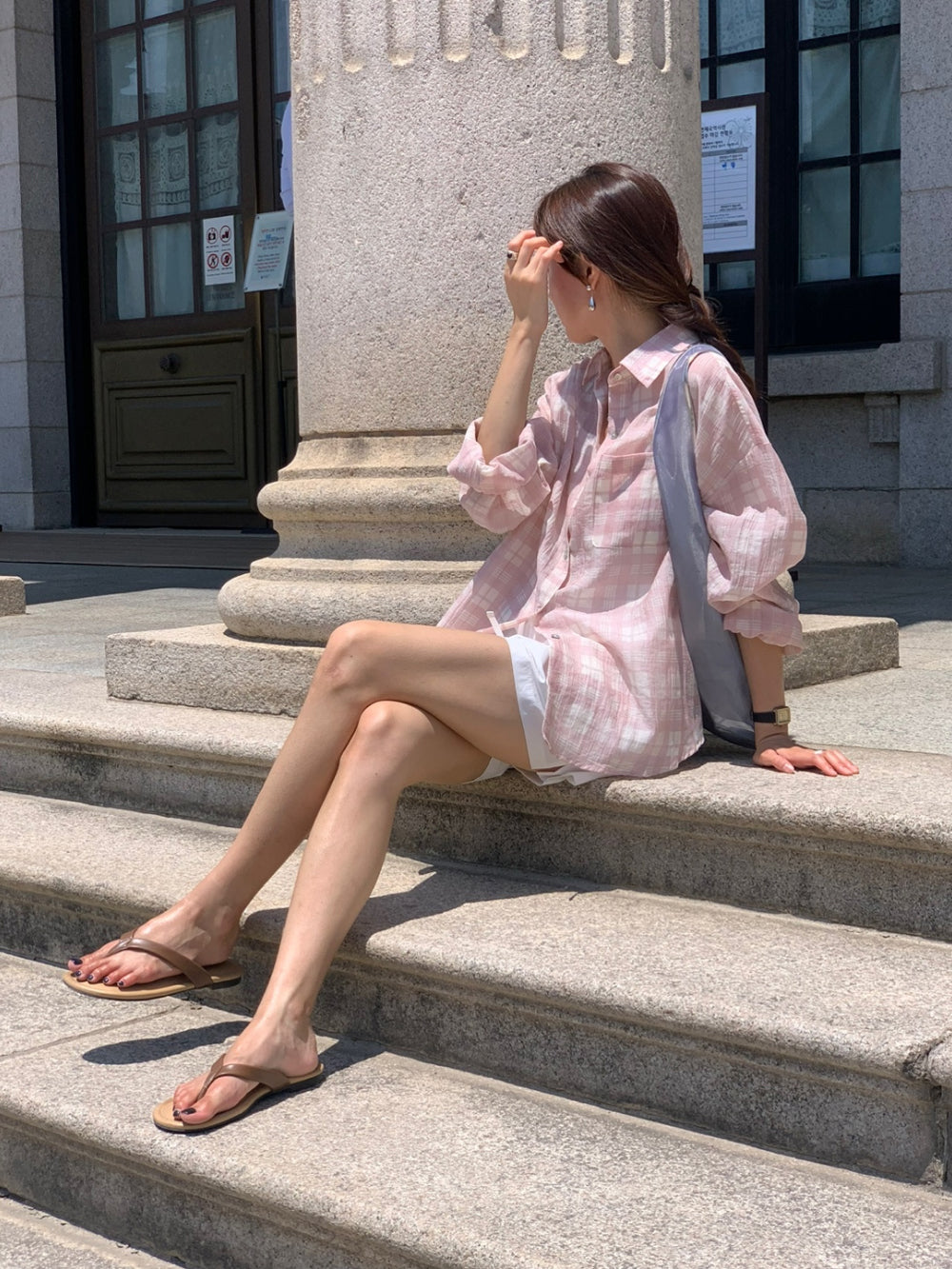 Eco check shirt-2col