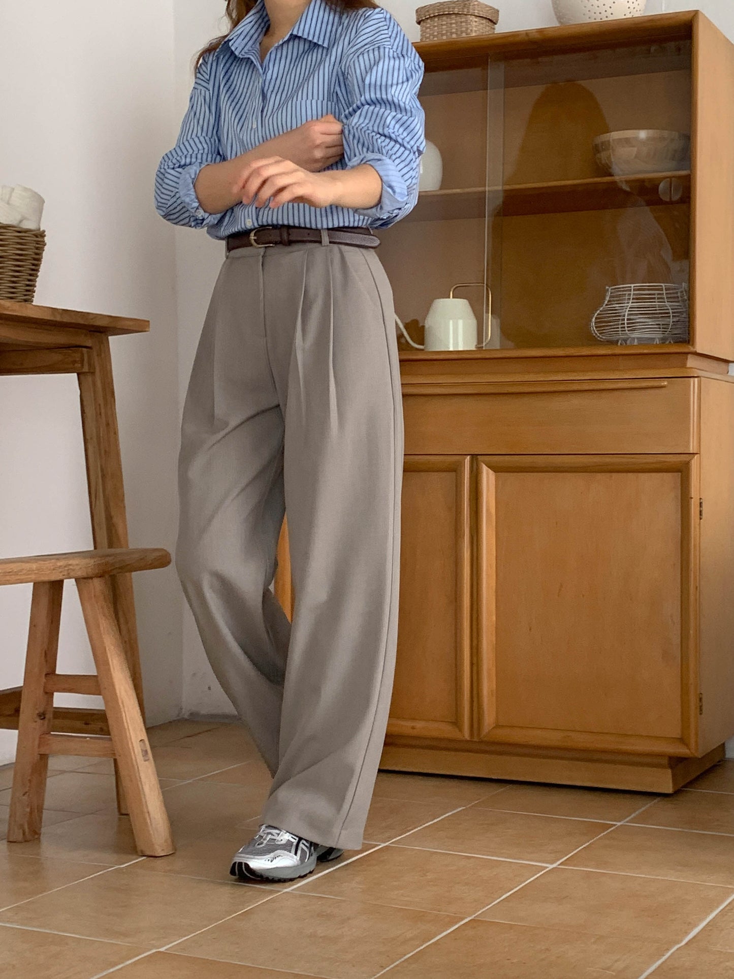 Fw two-pin tuck wide slacks-5colショート丈あり