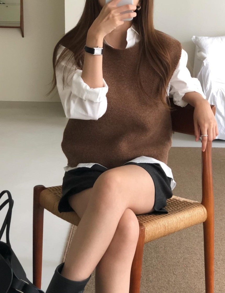 Corben wool knit vest-3col