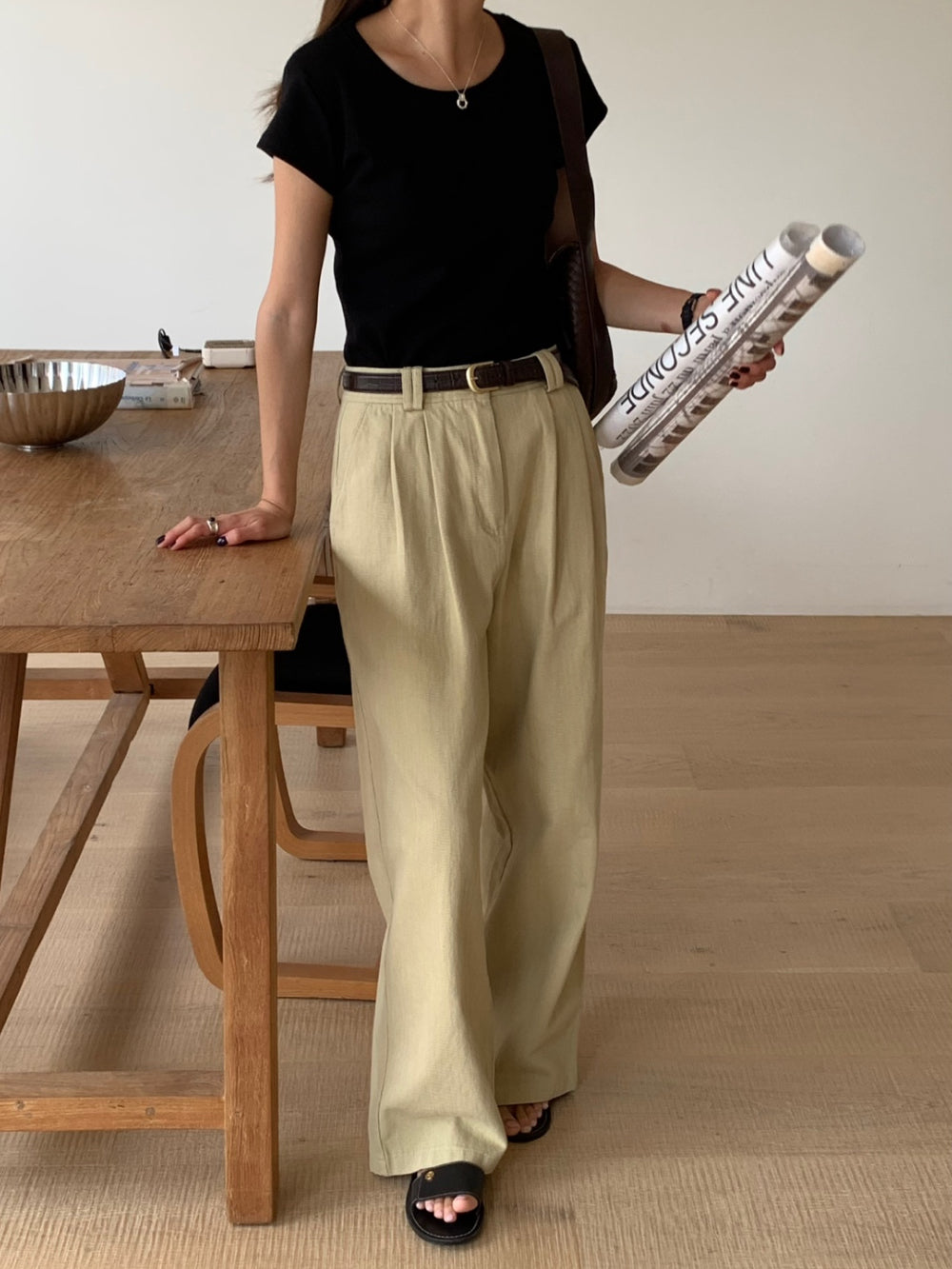 Point cotton pants-2col