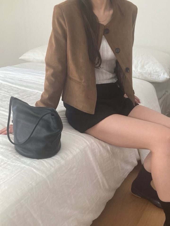 Suede round jacket