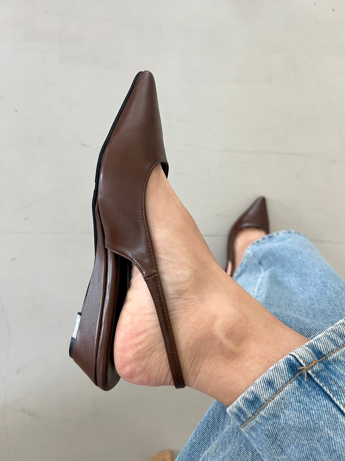 Wedge sling back with pointed toe