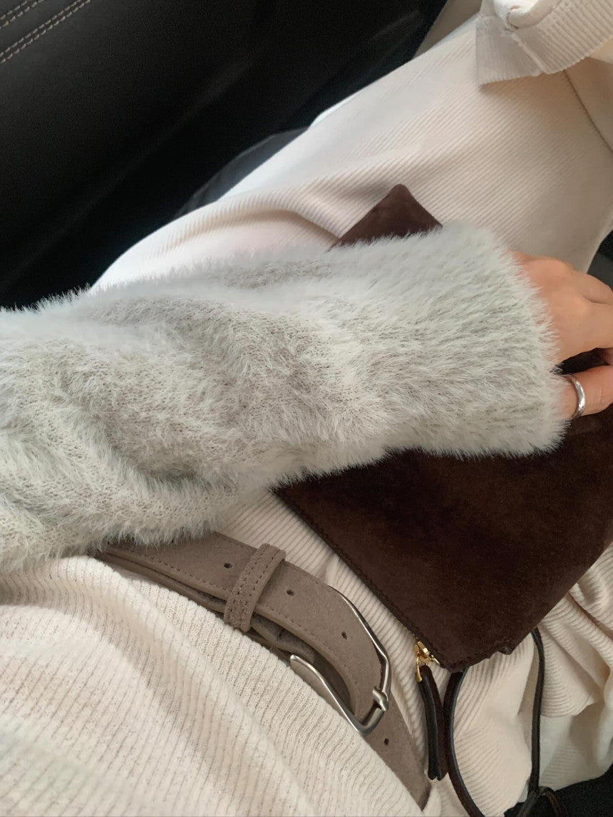 liter swan fur cardigan-2col