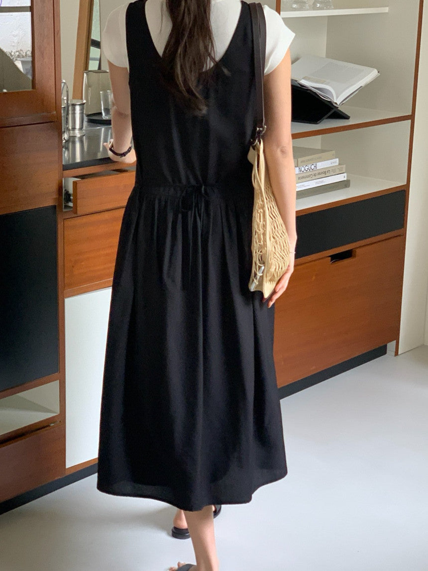 Posh v-neck shirring onepiece-2col