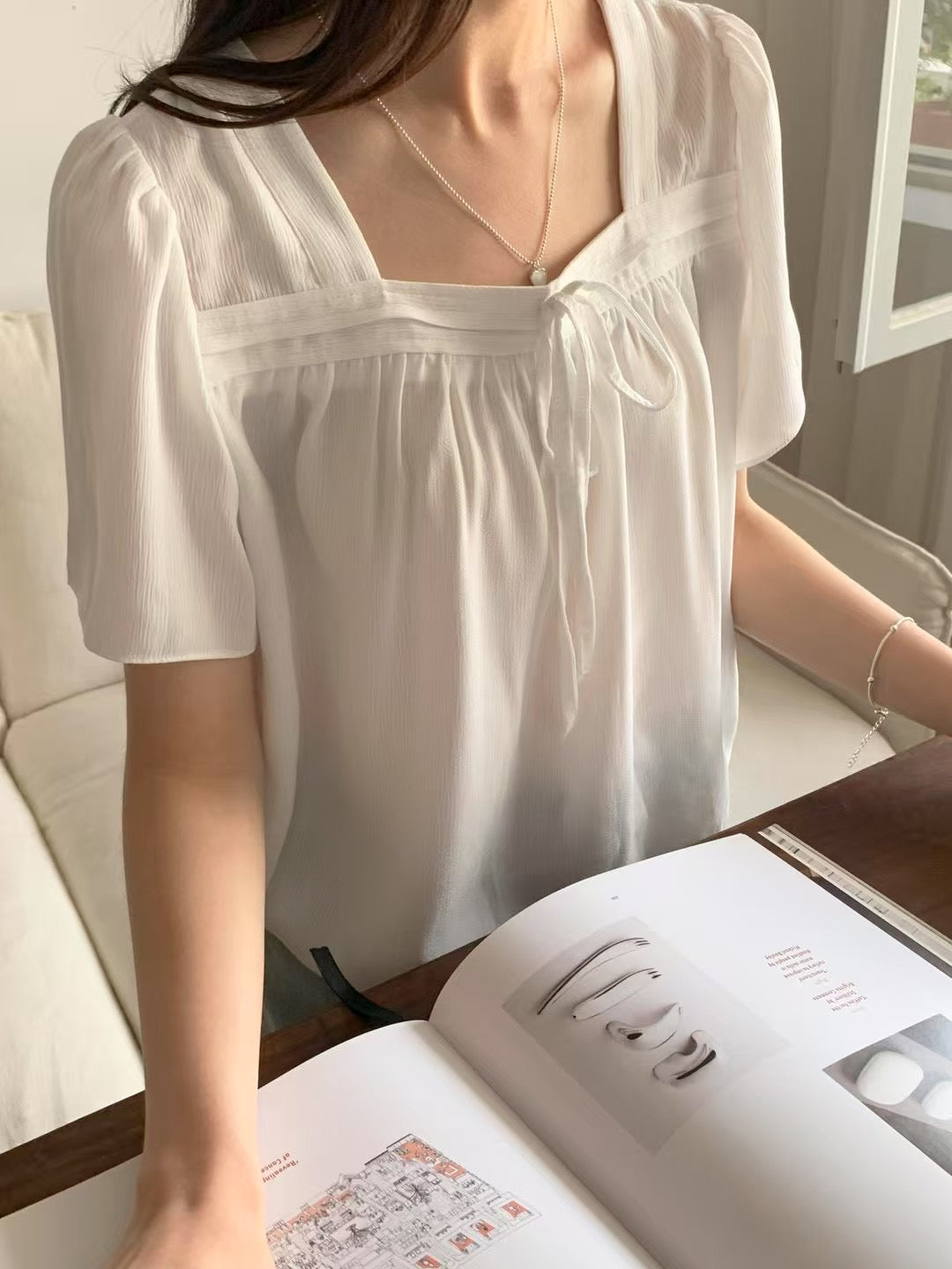Minit square neck yoru blouse-4col