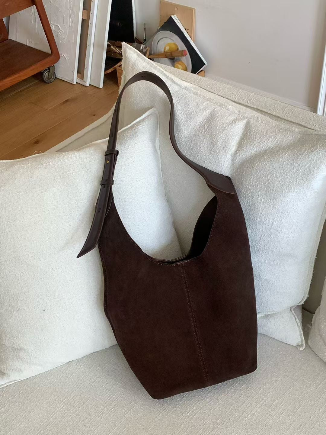Square suede bag-3col
