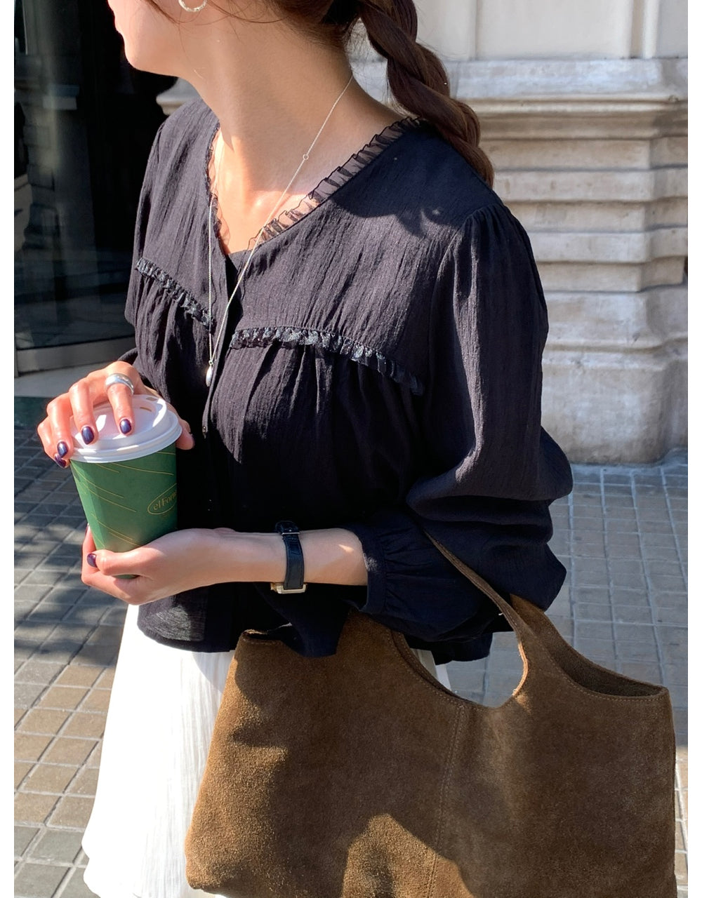 black即納 Date blouse-3col