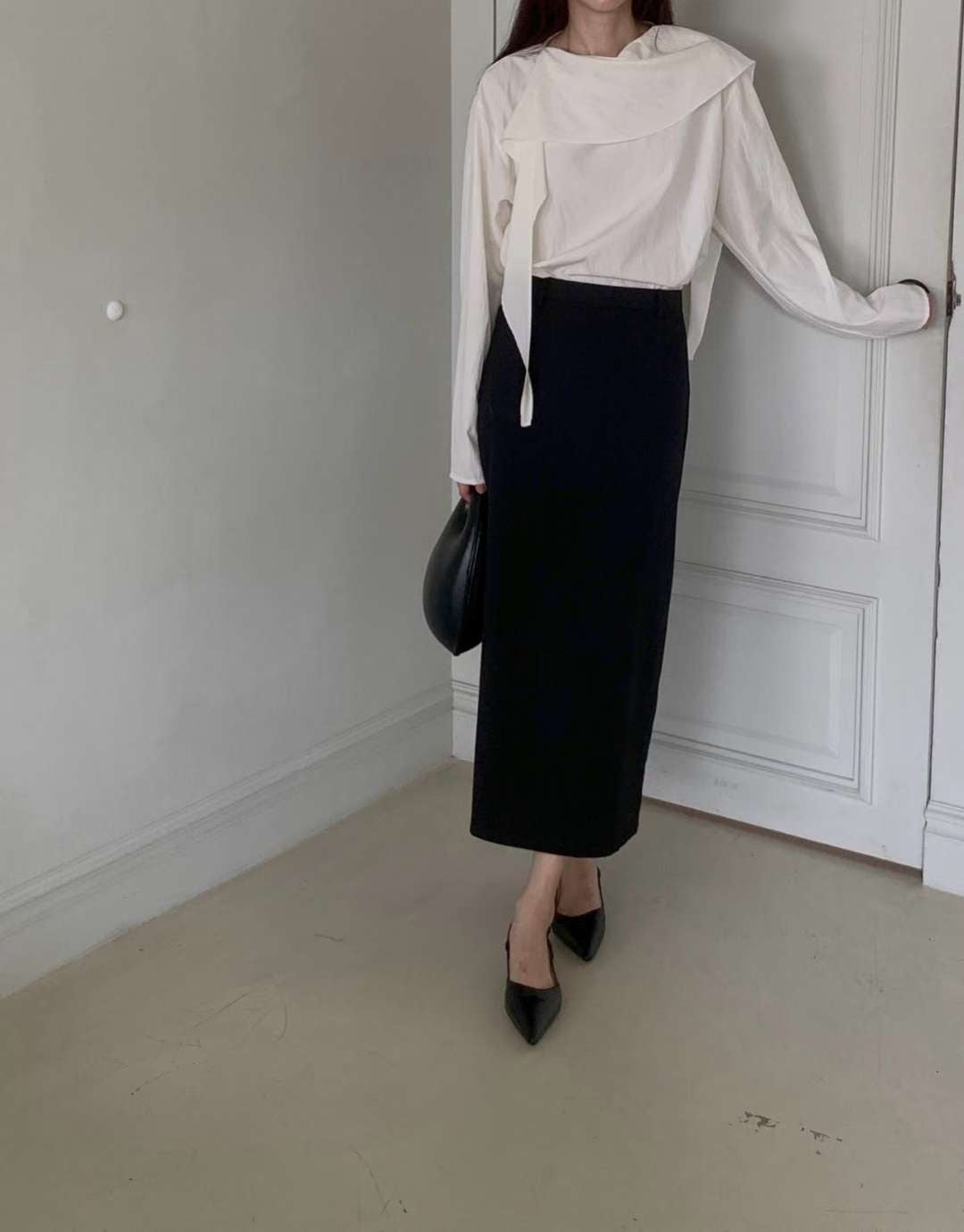 Cowl tie blouse-3col