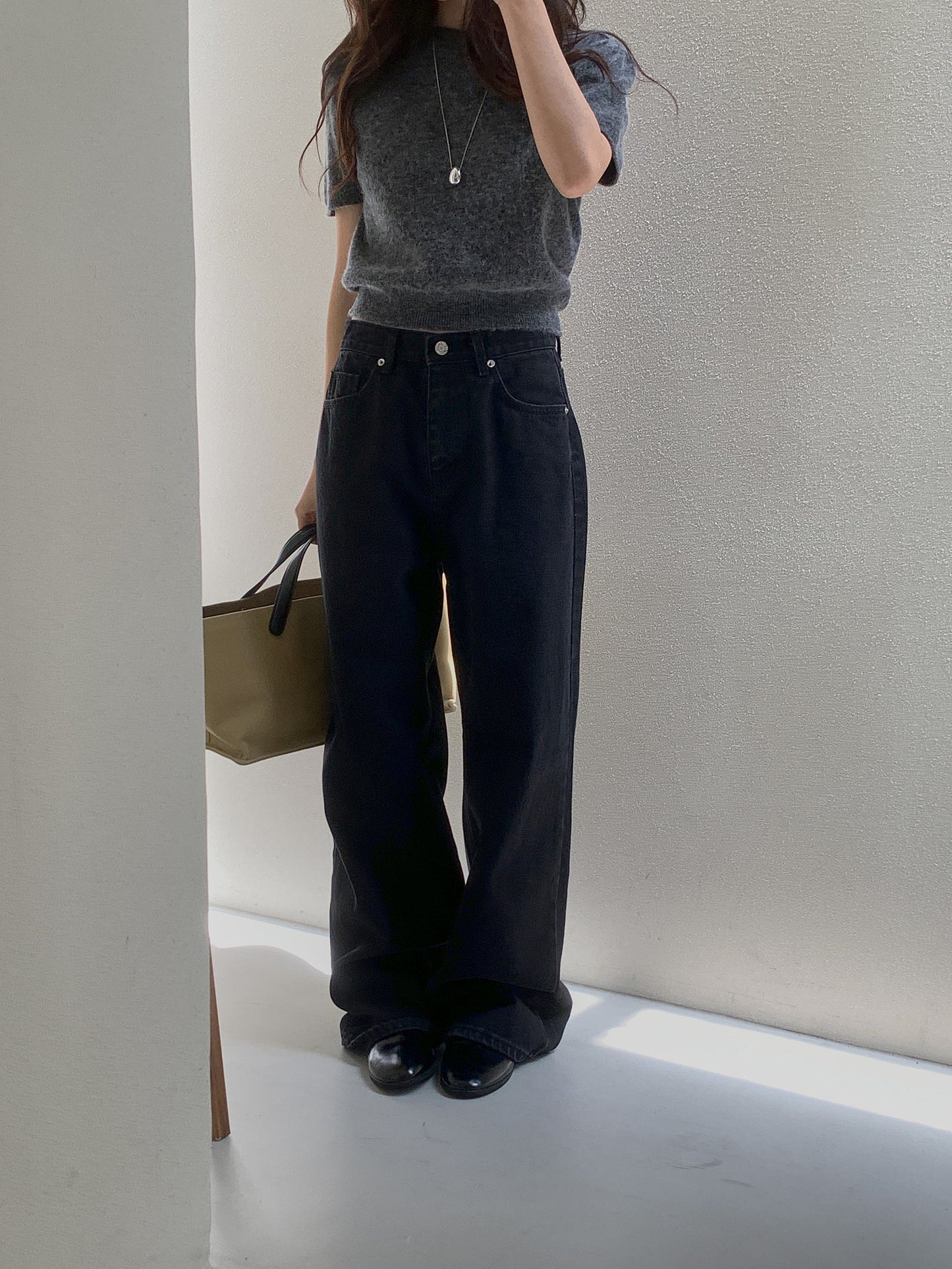 black wide denim