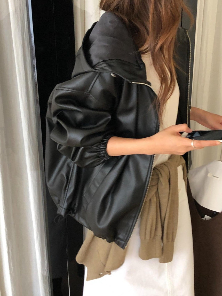 Hyde vegan leather hood blouson