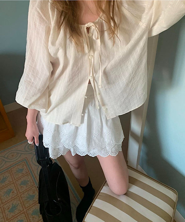 Roa shirring blouse-2col